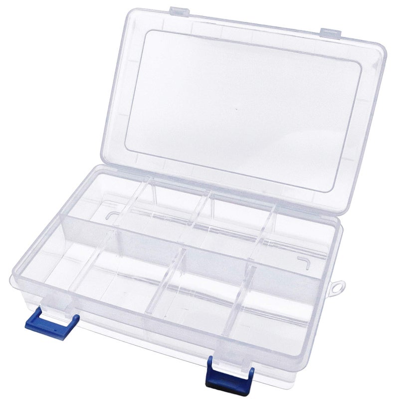Xiaoyztan Clear Plastic Organizer, 8 Grids with Adjustable Dividers, Jewelry Box Bead Storage Container for Small Parts, Fishing Tackle, DIY Crafts, and Earrings - Image 1